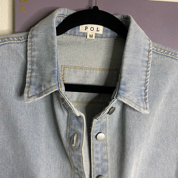 POL Denim & Cable Knit Button Down Shacket - Picture 8 of 9